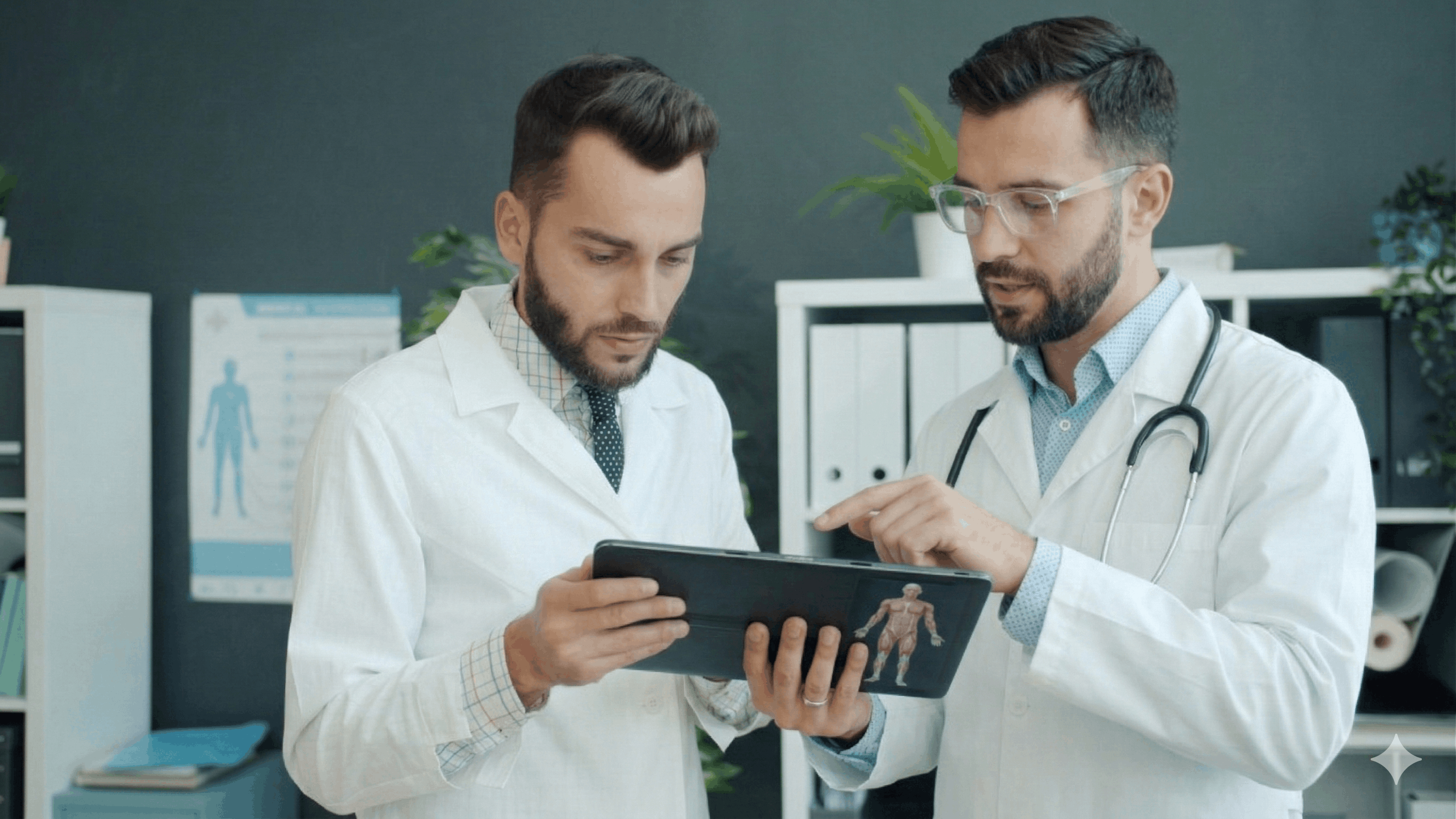 Clinician checking patient chart and quality metrics