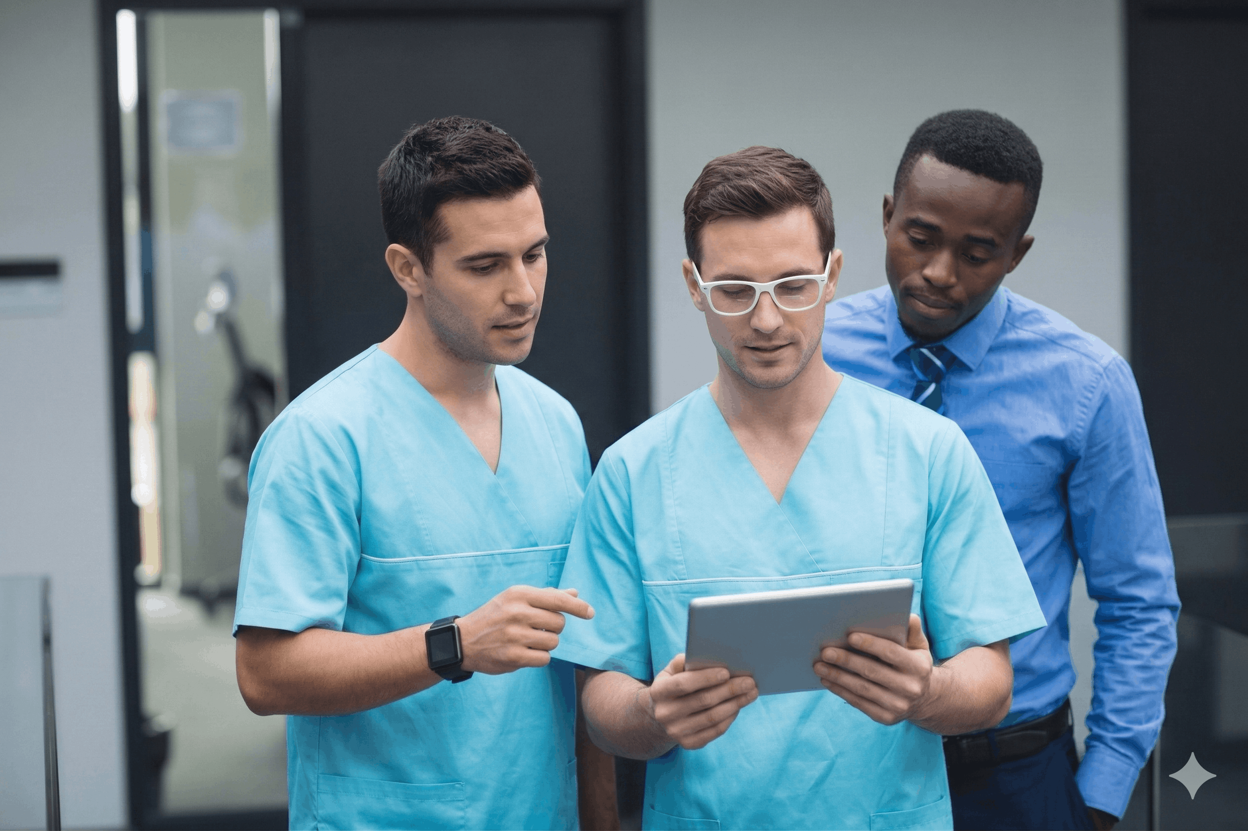 Nurse coordinating patient care and escalation protocols